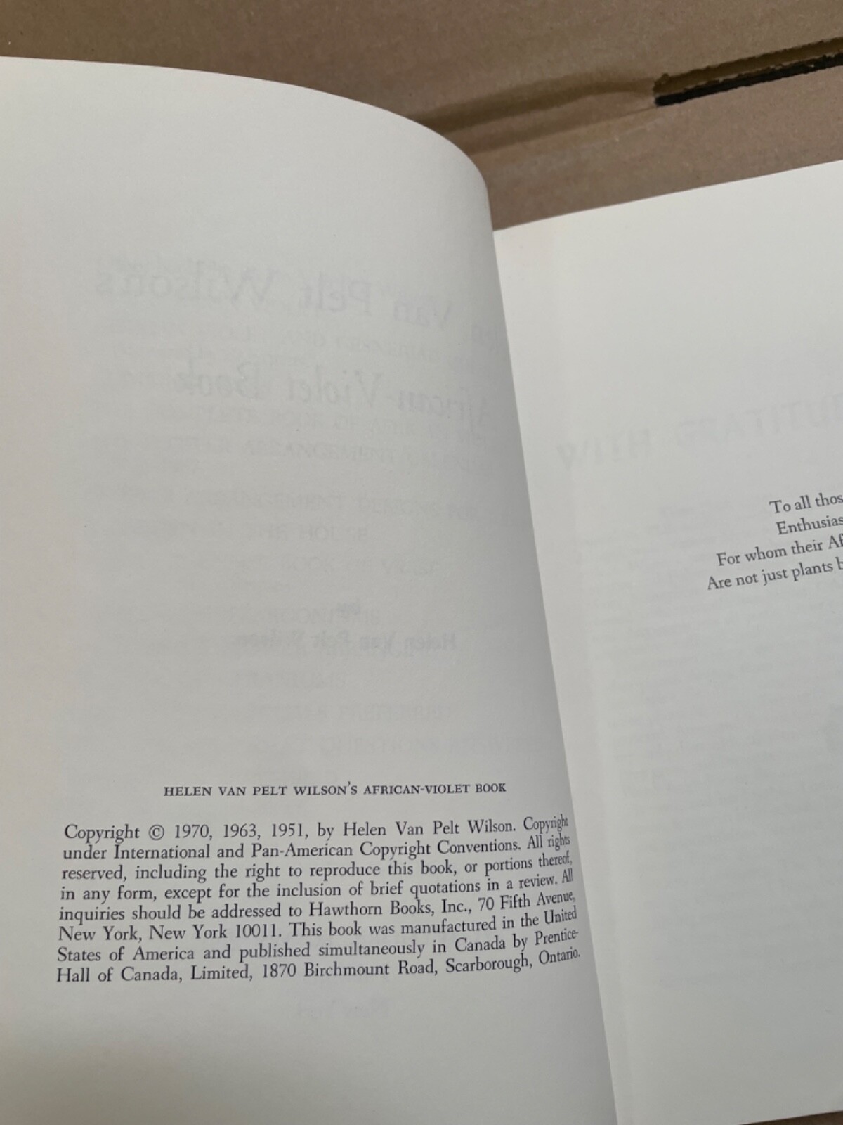 Helen Van Pelt Wilson’s African-Violet Book [HC/DJ) 1970