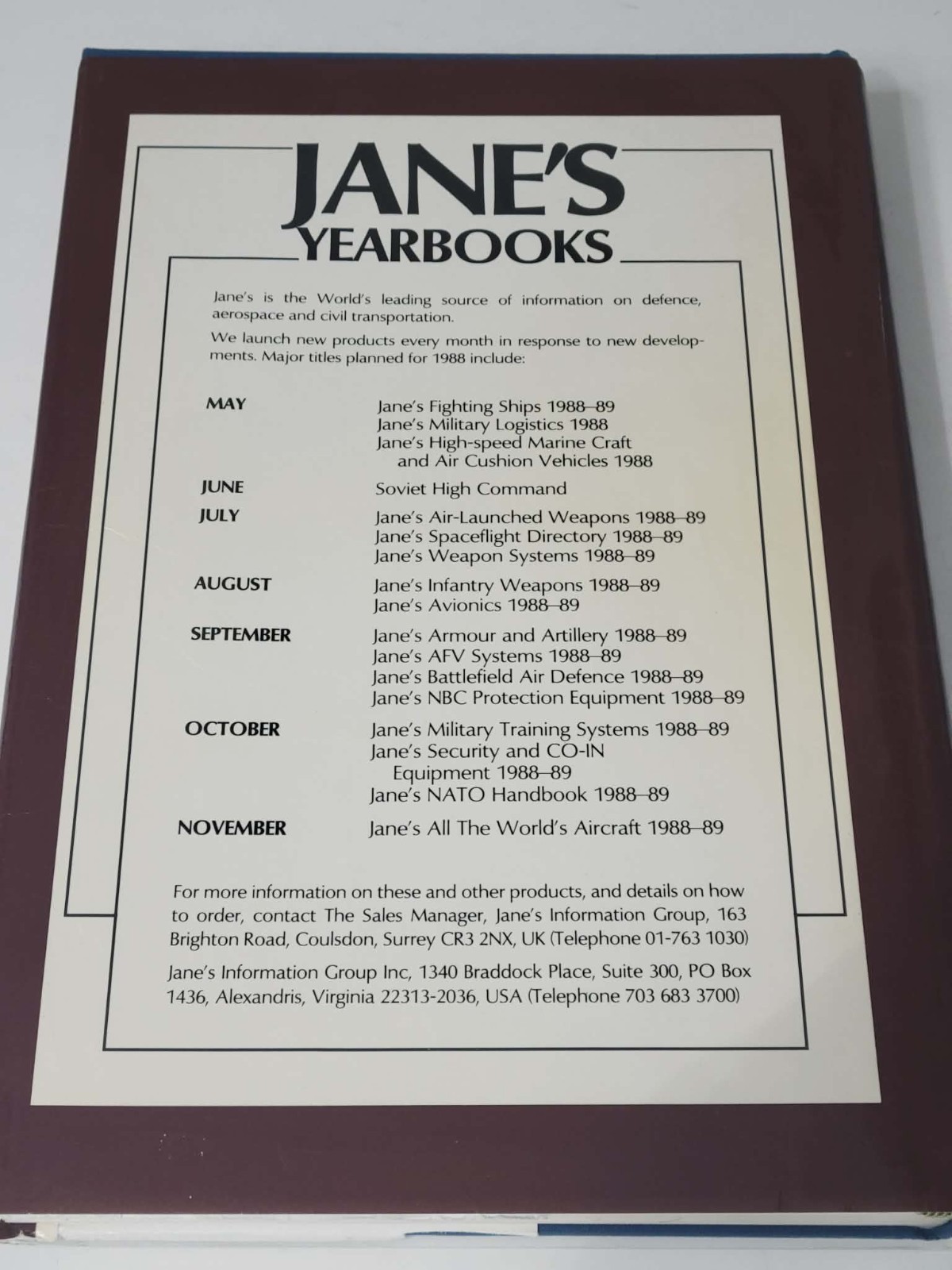 Jane’s Infantry Weapons 1988-89, the fourteenth edition edited by Ian V. Hogg