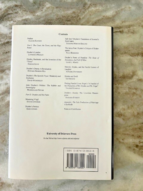 John Dryden(1631-1700) His Politics, Plays, & Poets: A Tercentenary Celebration