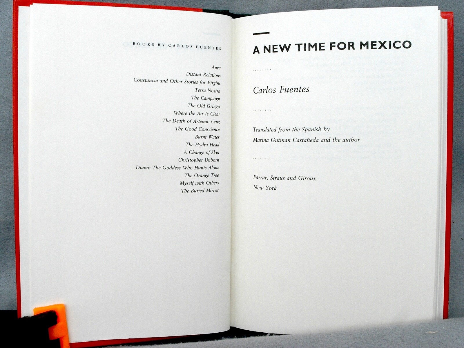 A NEW TIME FOR MEXICO Carlos Fuentes 1st 1996 FARRAR STRAUS & GIROUX ..NEW.