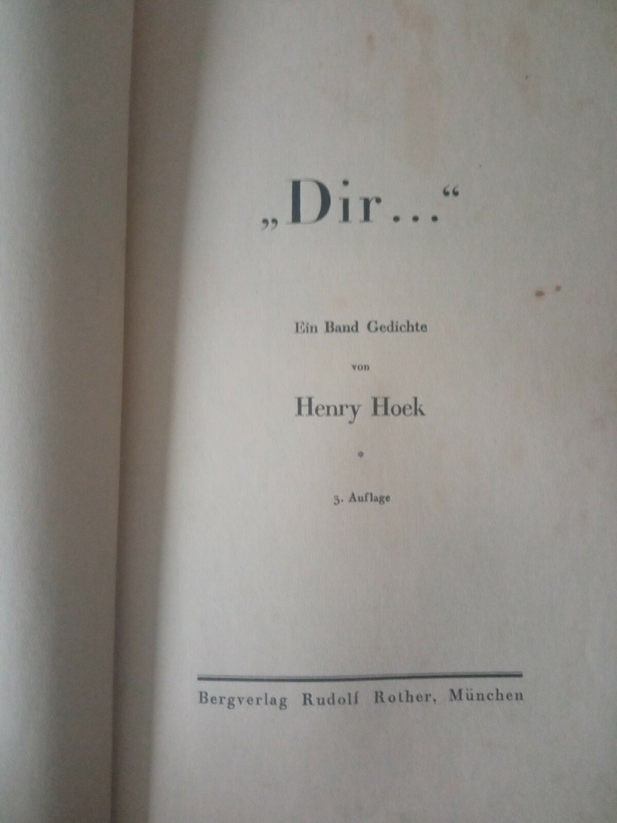 Henry Hoek – Dir… – Ein Band Gedichte – Gebundene Ausgabe