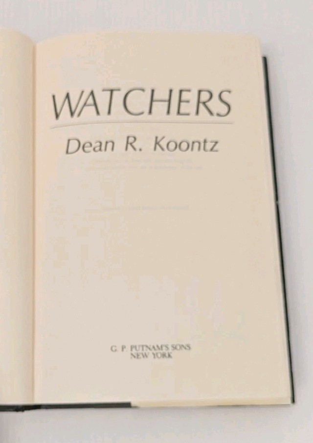 Watchers by Dean Koontz: 1987 1st Book Club Edition HC w/Dust Jacket