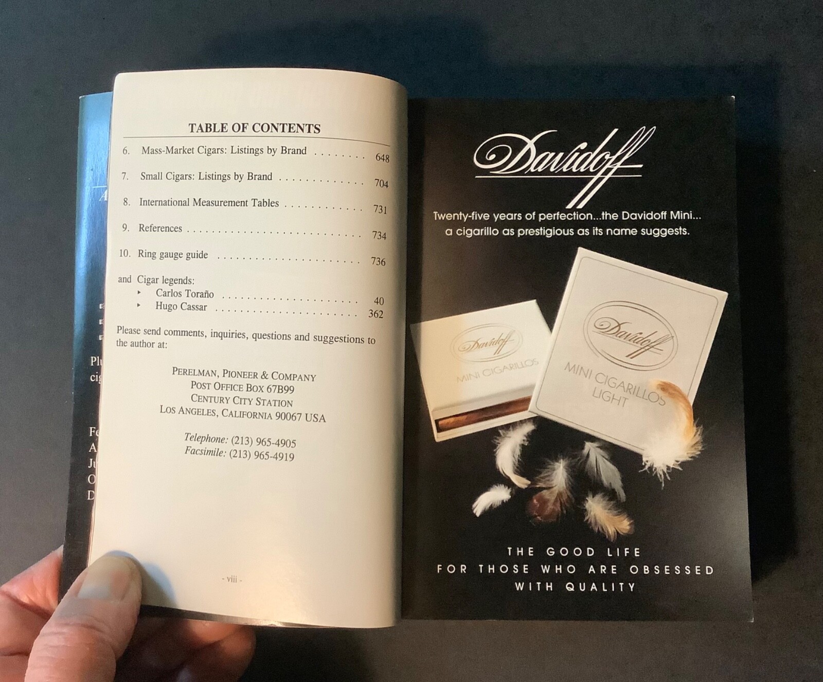 PERELMAN’S POCKET CYCLOPEDIA OF CIGARS 1998 Edition Softcover 1997