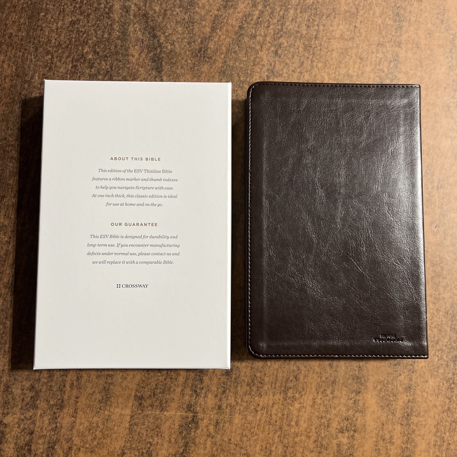 ESV Thinline Bible Thumb Indexed – 2025 Text – Espresso TruTone