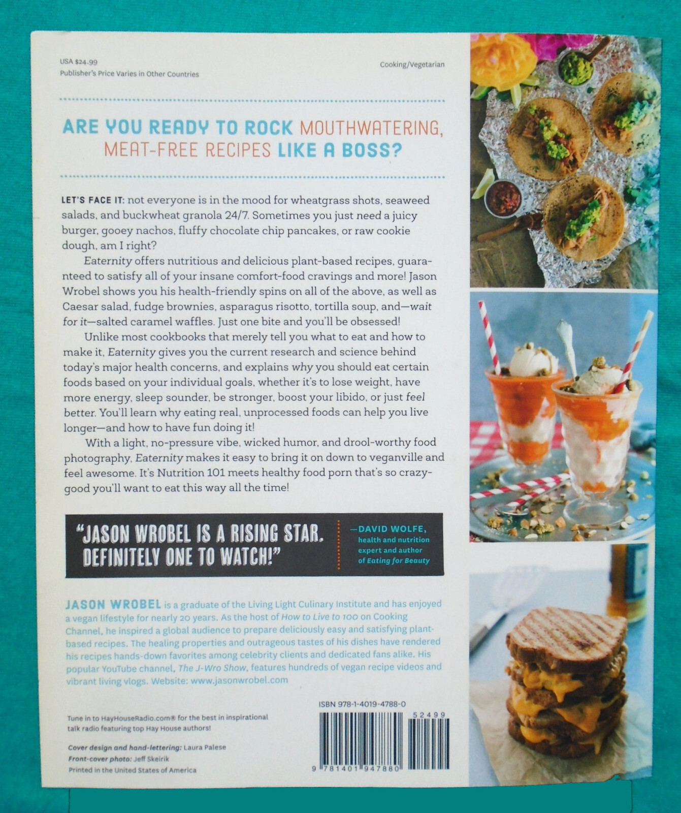 „Eaternity“ by Jason Wrobel ©2016 Softcover 150+ Vegan Recipes 381 Pages NEW