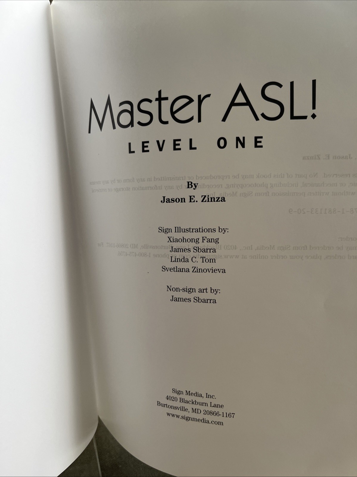 Master ASL – Level One By Jason Zinza HARD COVER