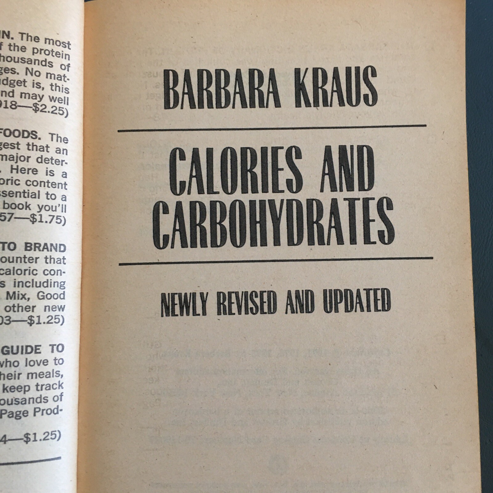 Calories and Carbohydrates by Barbara Kraus (1973, Paperback, Revised)