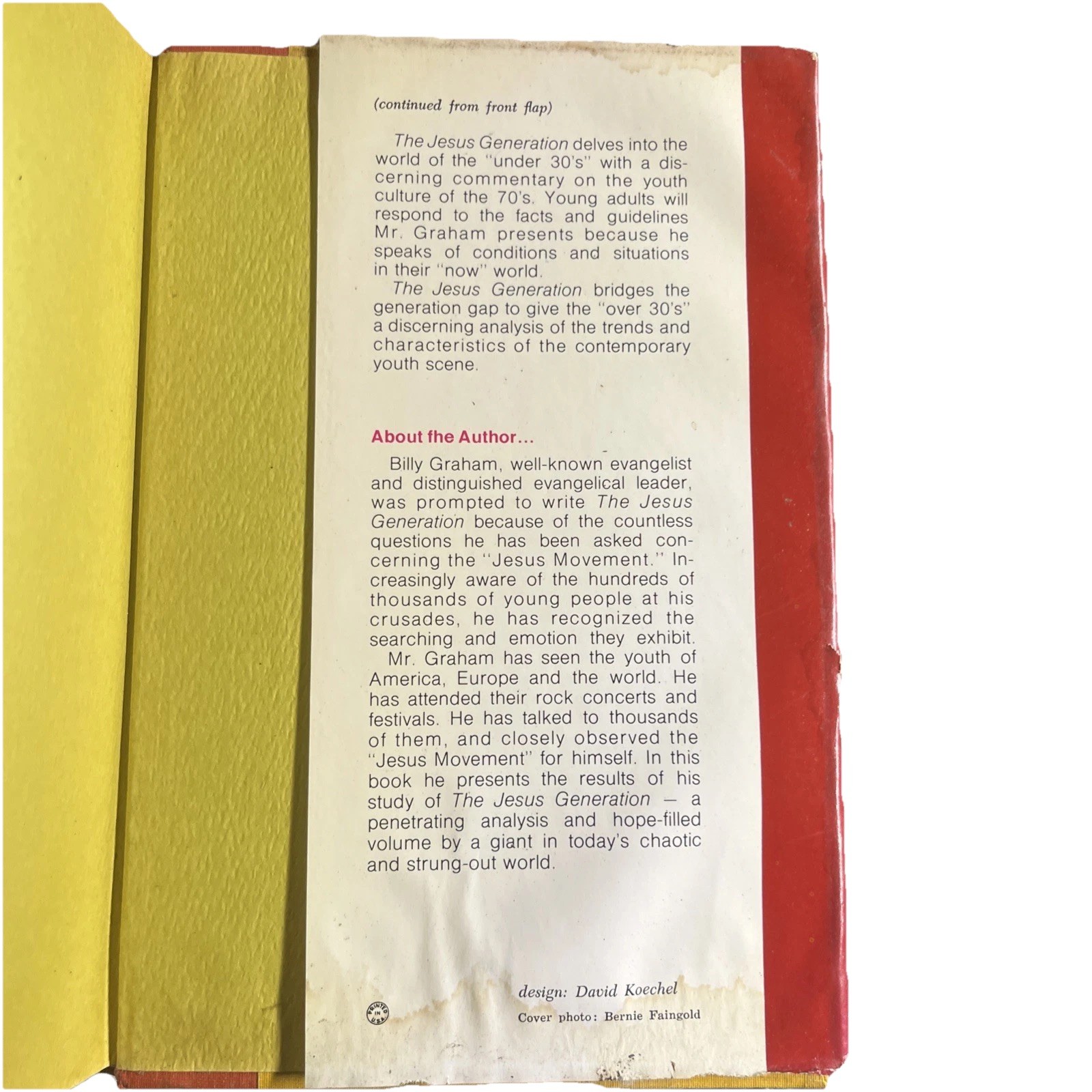 Billy Graham The Jesus Generation Book No 18120 Library Of Congress 75-178826