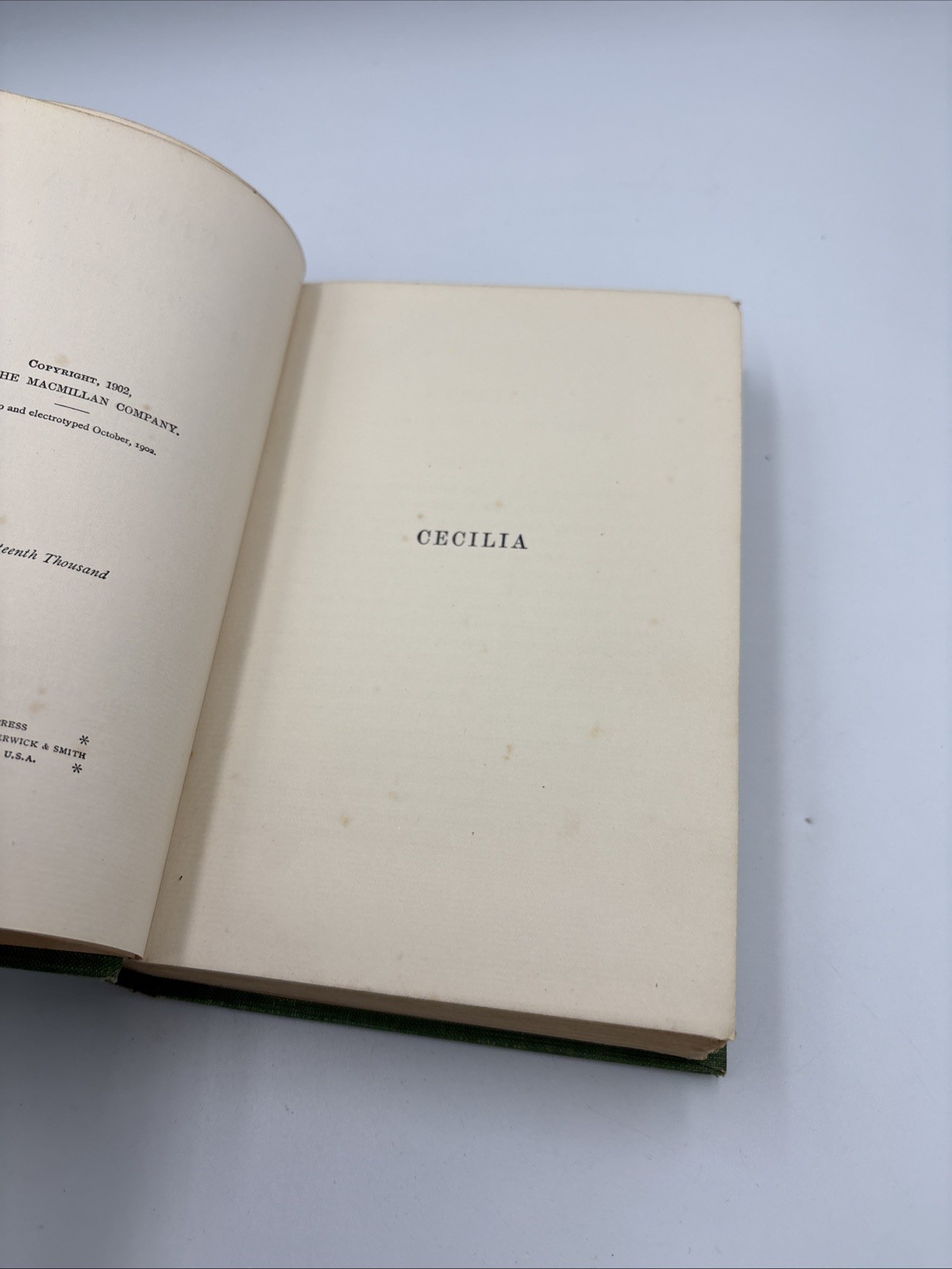CECILIA, A Story of Modern Rome – F Marion Crawford – Macmillan Company, 1902