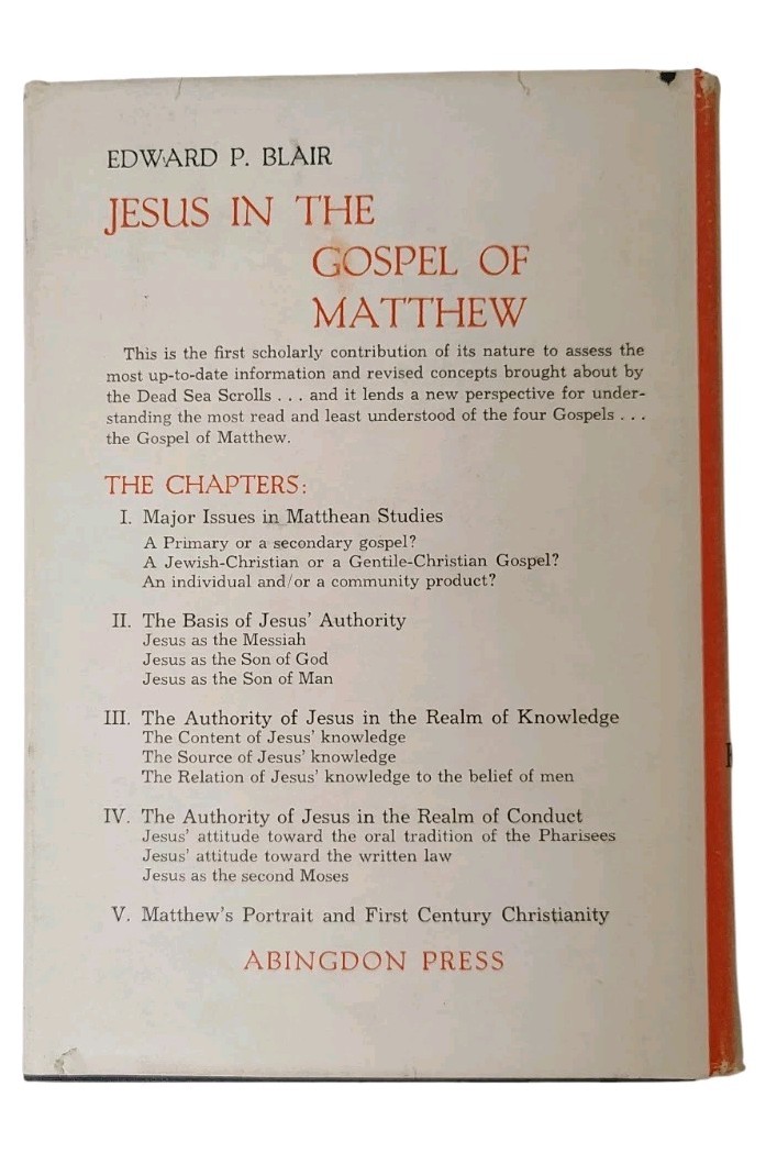Jesus In The Gospel Of Matthew Book Edward P Blair Vintage Christian Religious