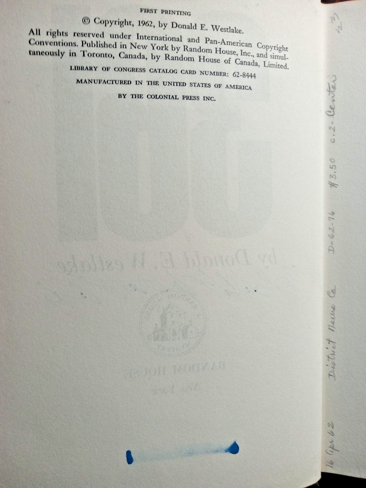 361 by Donald E. Westlake HC/DJ/ Ex-Lib Good cond. 1st Edition SIGNED !!!