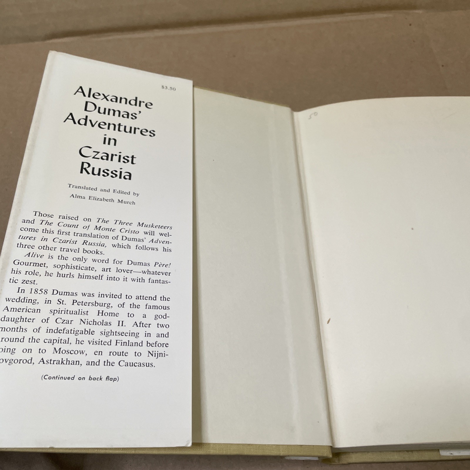 Adventures in Czarist Russia by Alexandre Dumas (1961, HC/DJ 1st American Ed