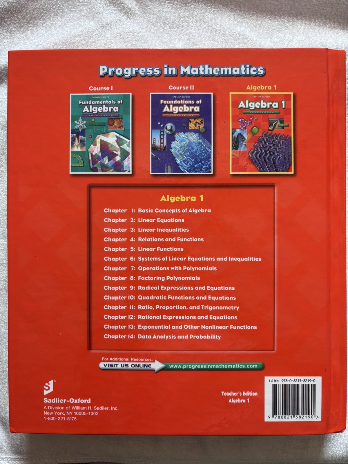 Sadlier-Oxford Algebra 1 Teacher’s …, R. James Milgra