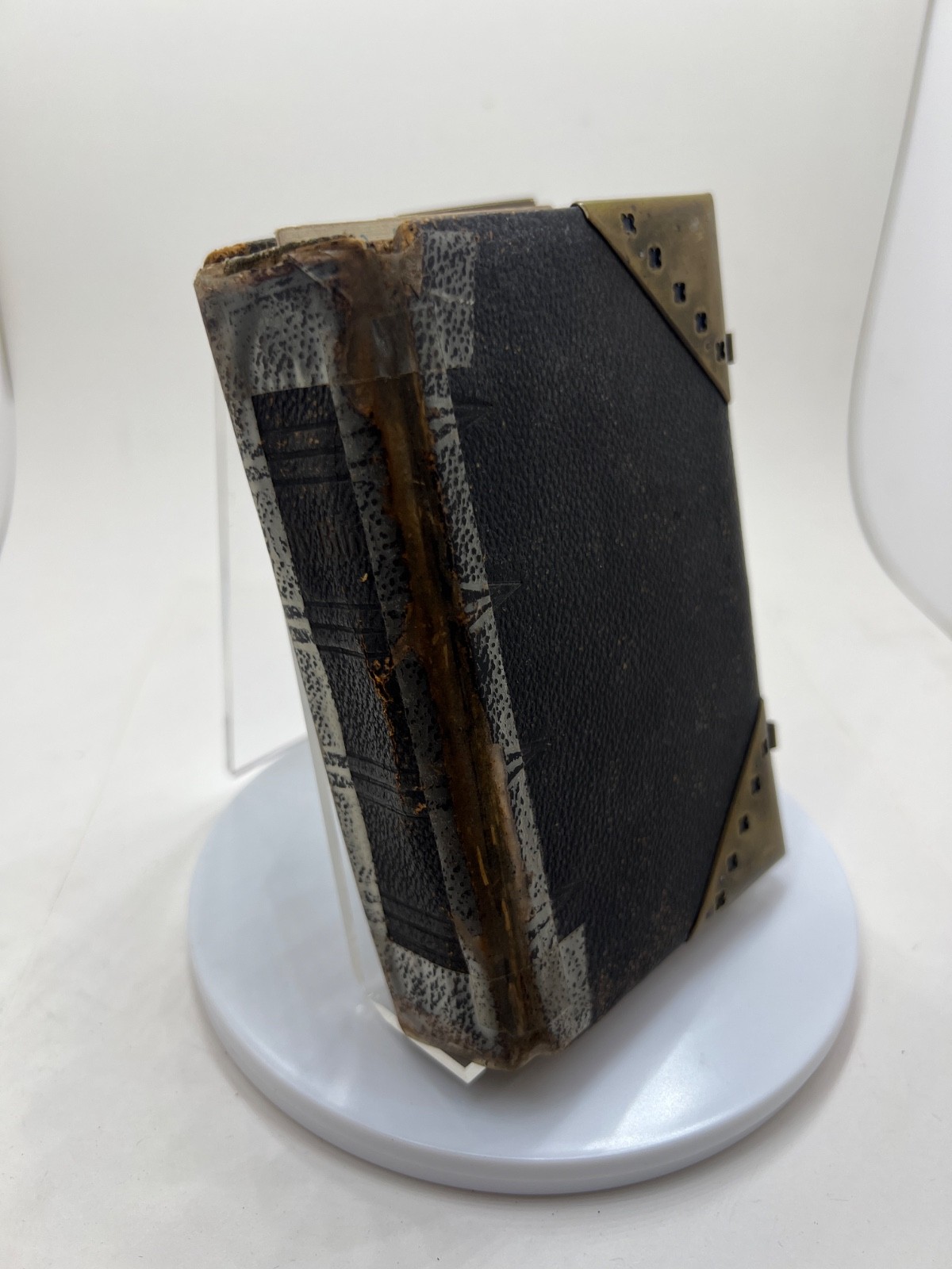 Antique Oxford University Press The Holy BibleLeather Brass Corner Plates 1800s