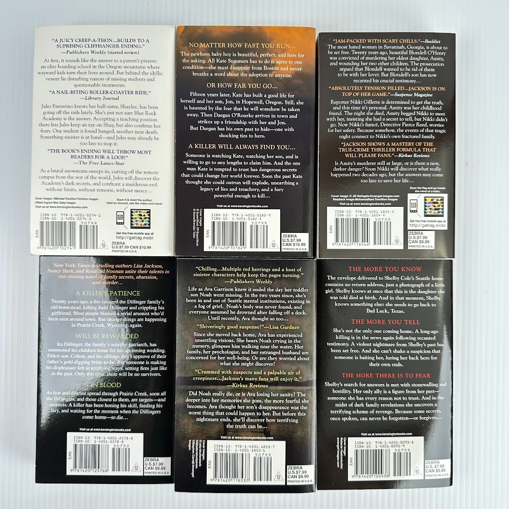 6x Lisa Jackson Paperback Books – Multiple Titles – Thriller Suspense Romance