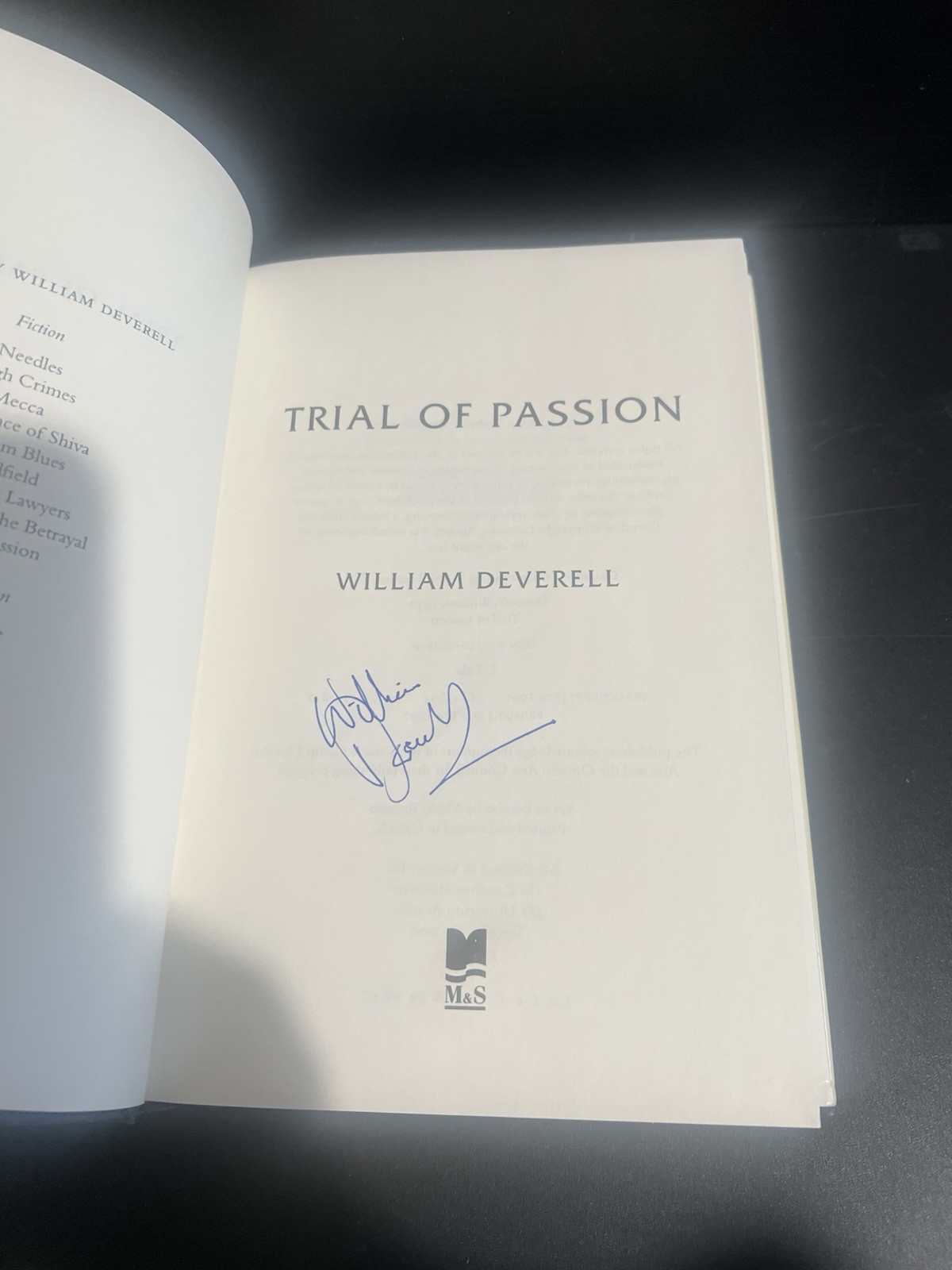 SIGNED 1st/1st Trial of Passion by William Deverell HC DJ 1997 Legal Thriller