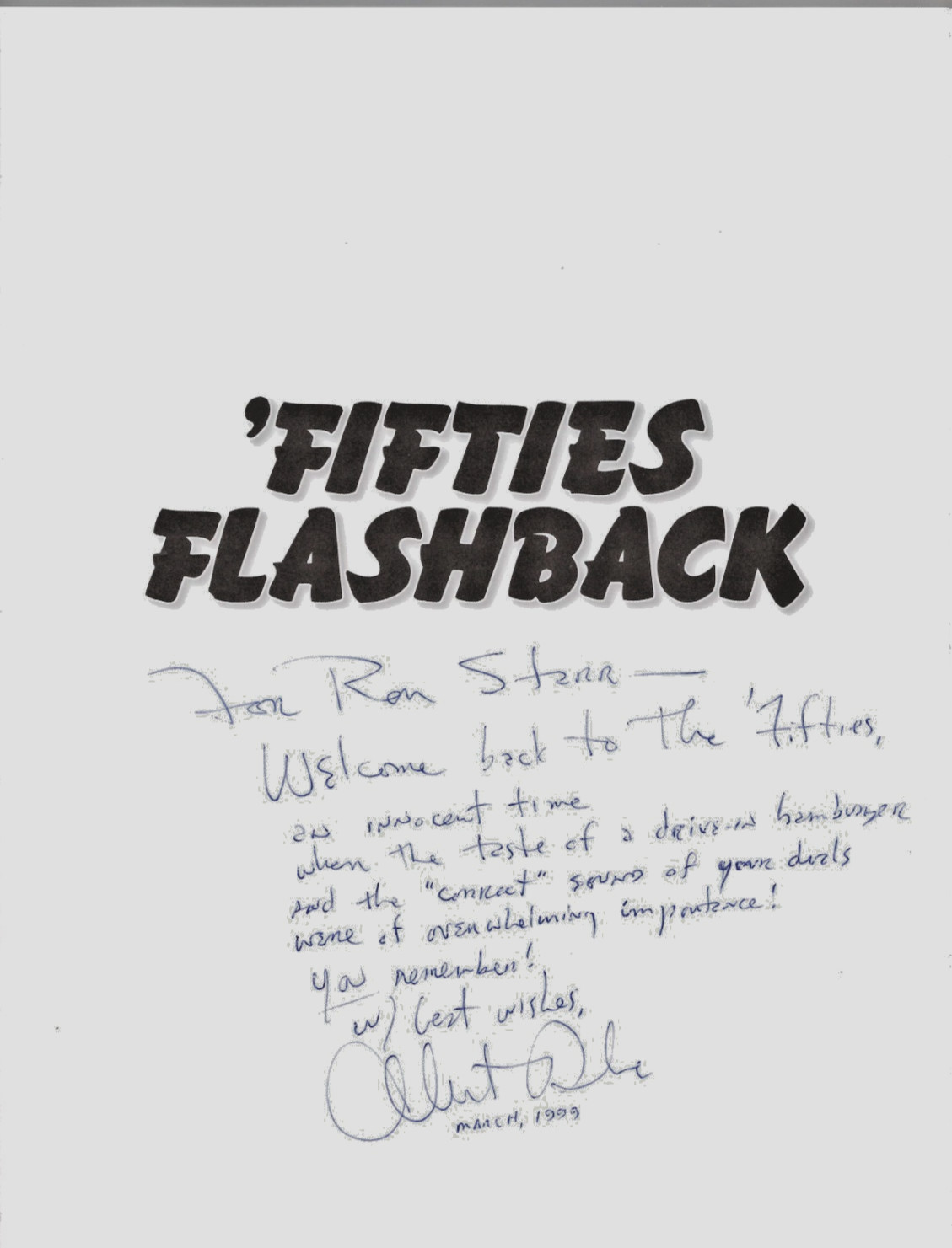 1998 ‚Fifties Flashback A Nostalgia Trip! Albert Drake PB 256 Pages Signed L.New