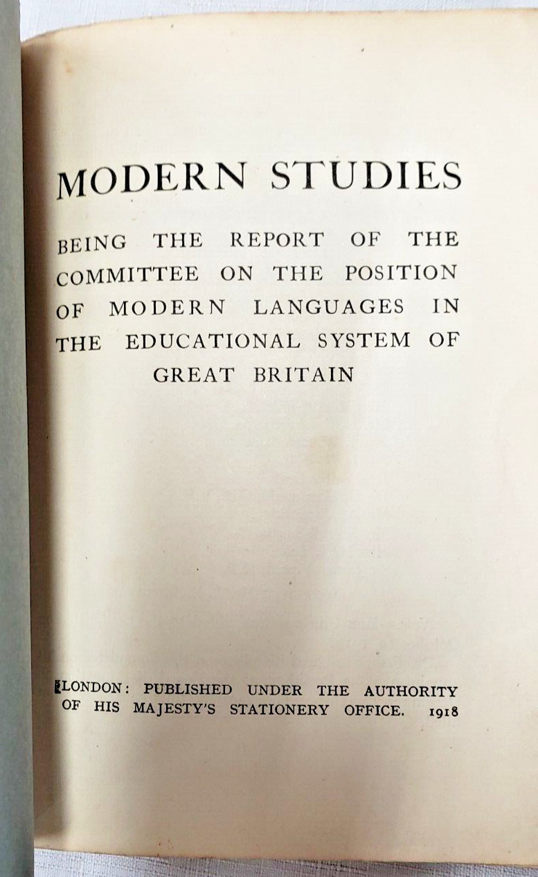 1918 Report on Modern Languages in Educational System of Great Britain