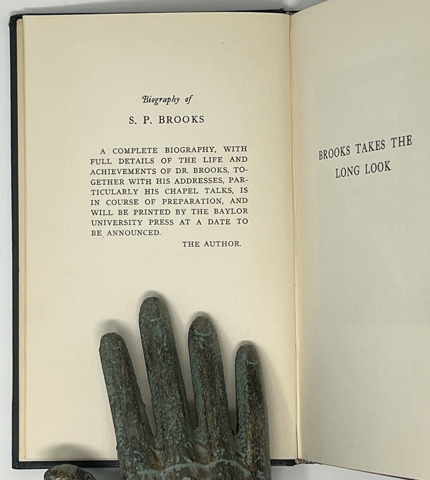 BIOGRAPHY: Brooks Takes the Long Look, Joseph Dawson – 1931 HC Baylor Univ Press