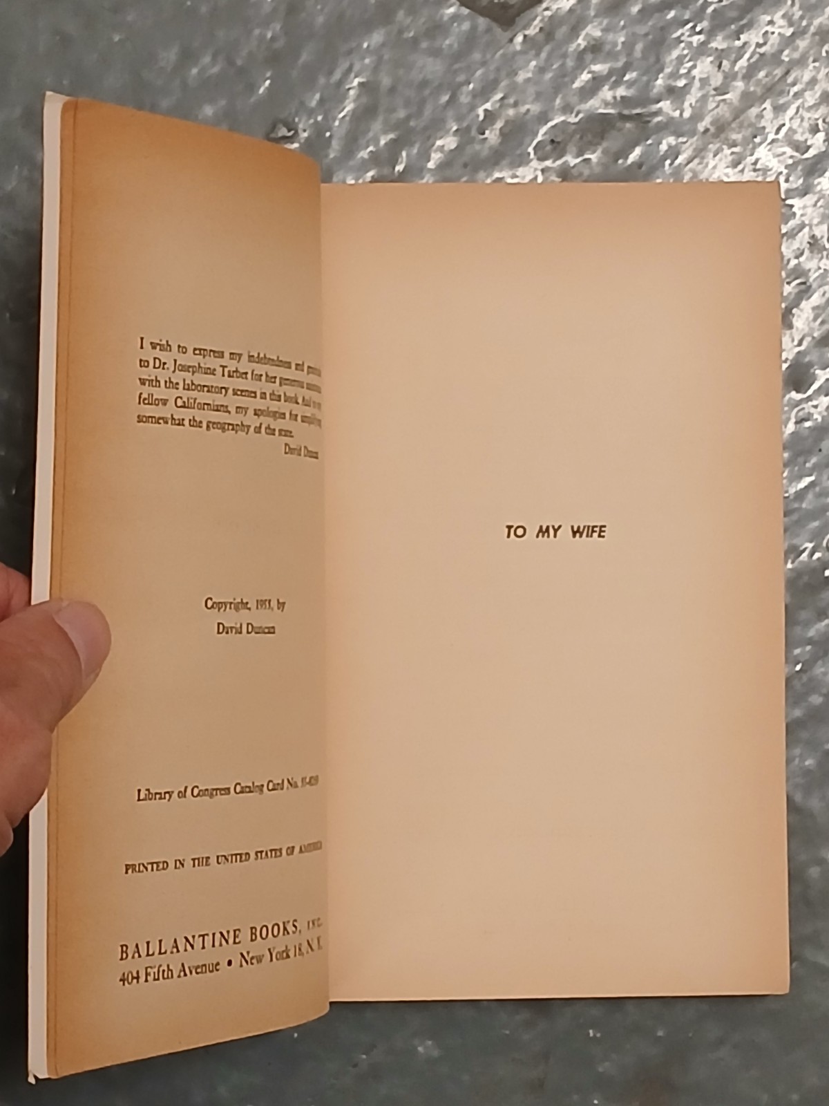 Beyond Eden by David Duncan, Ballantine Books 1st Edition Paperback, 1955 Powers