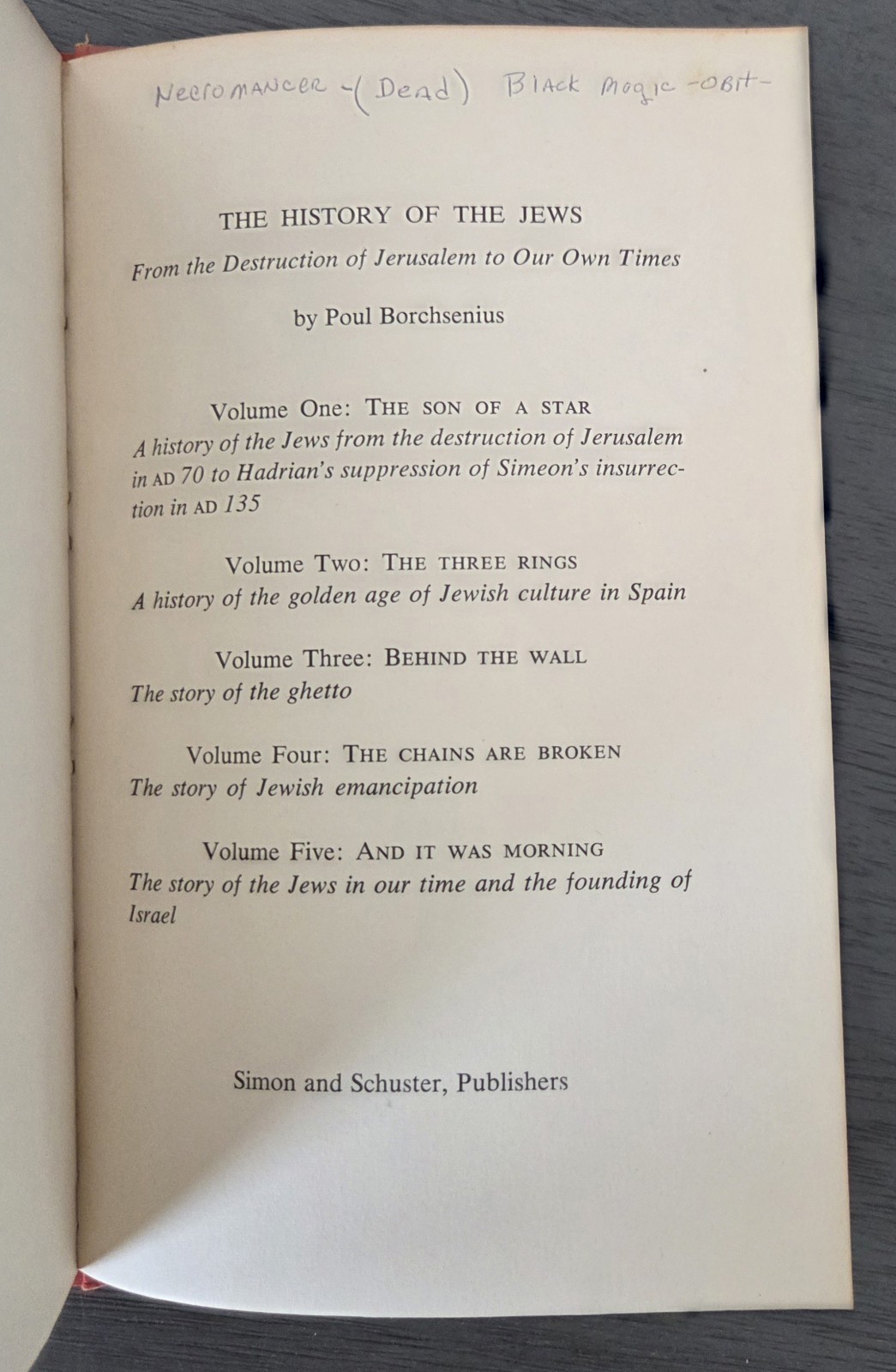 Vintage 1965 „History Of The Jews“ Poul Borchsenius Vols 1-5 1st Edition/Print