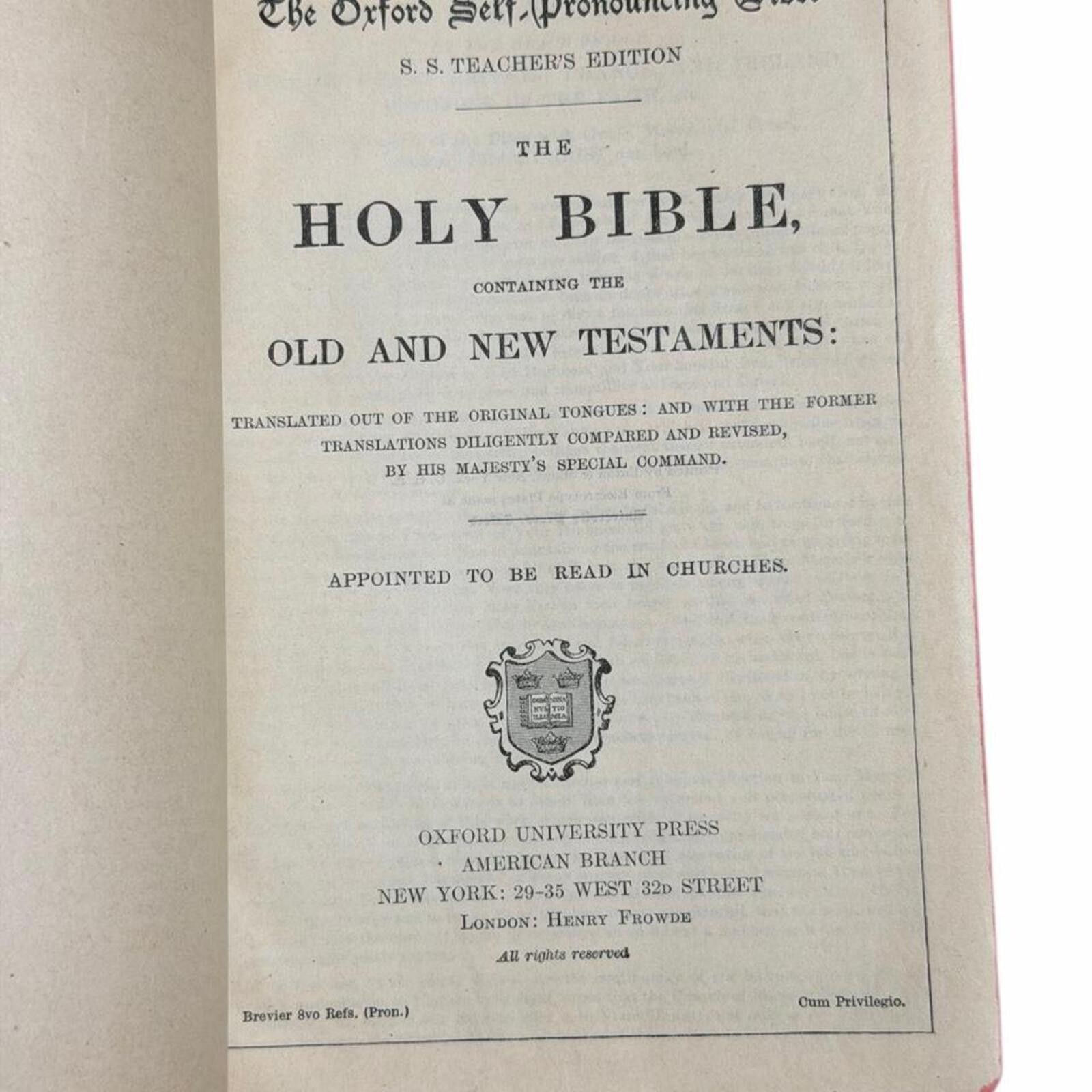 Antique 1897 The Oxford Self-Pronouncing Bible S.S. Teaching Edition