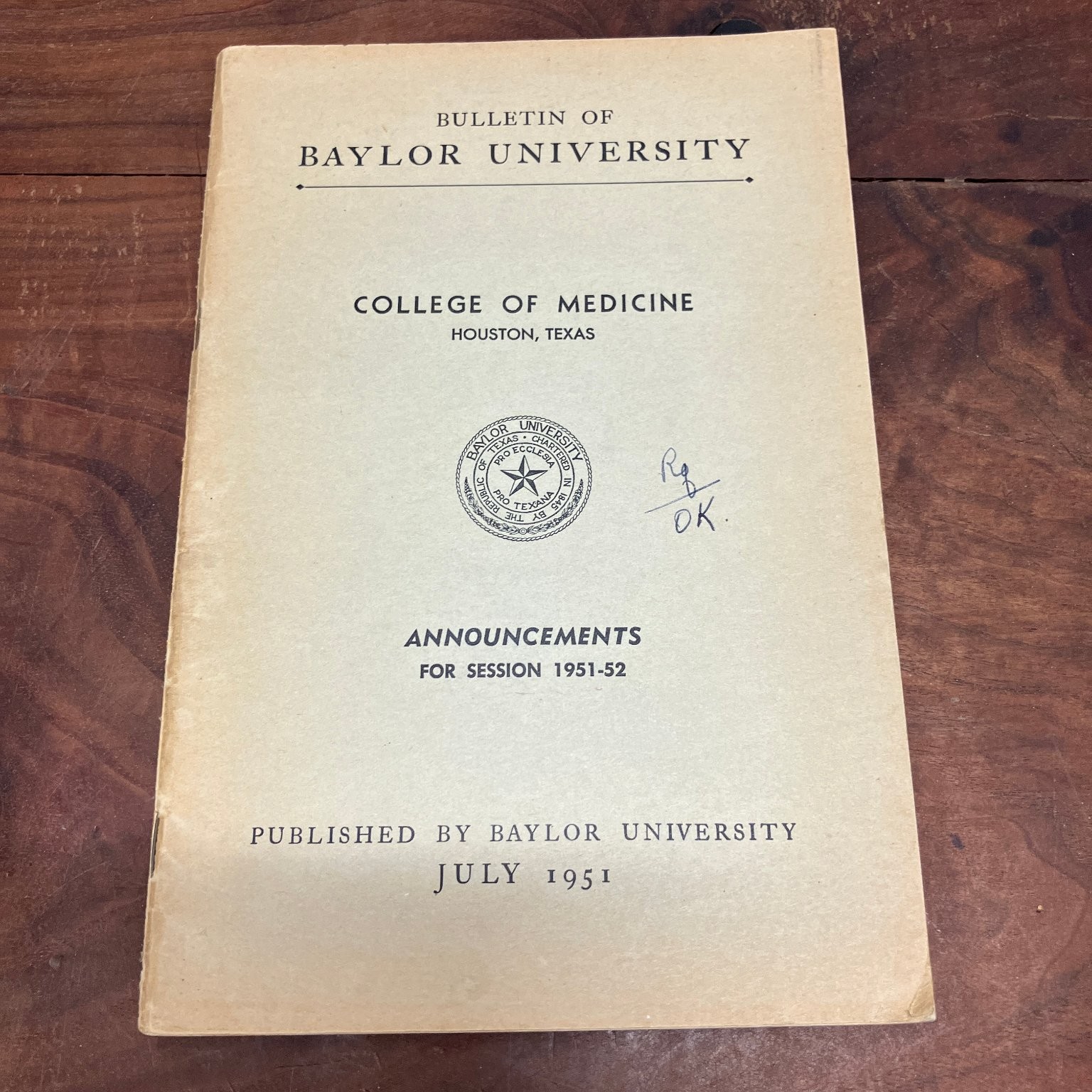 Baylor University College of Medicine Bulletin 1951-52 Announcements Medical