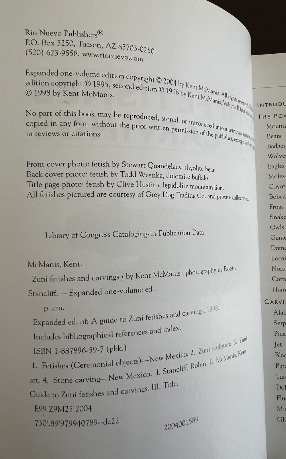 Zuni Fetishes & Carvings Book Kent McManis 2004 Expanded Edition 144 Pages