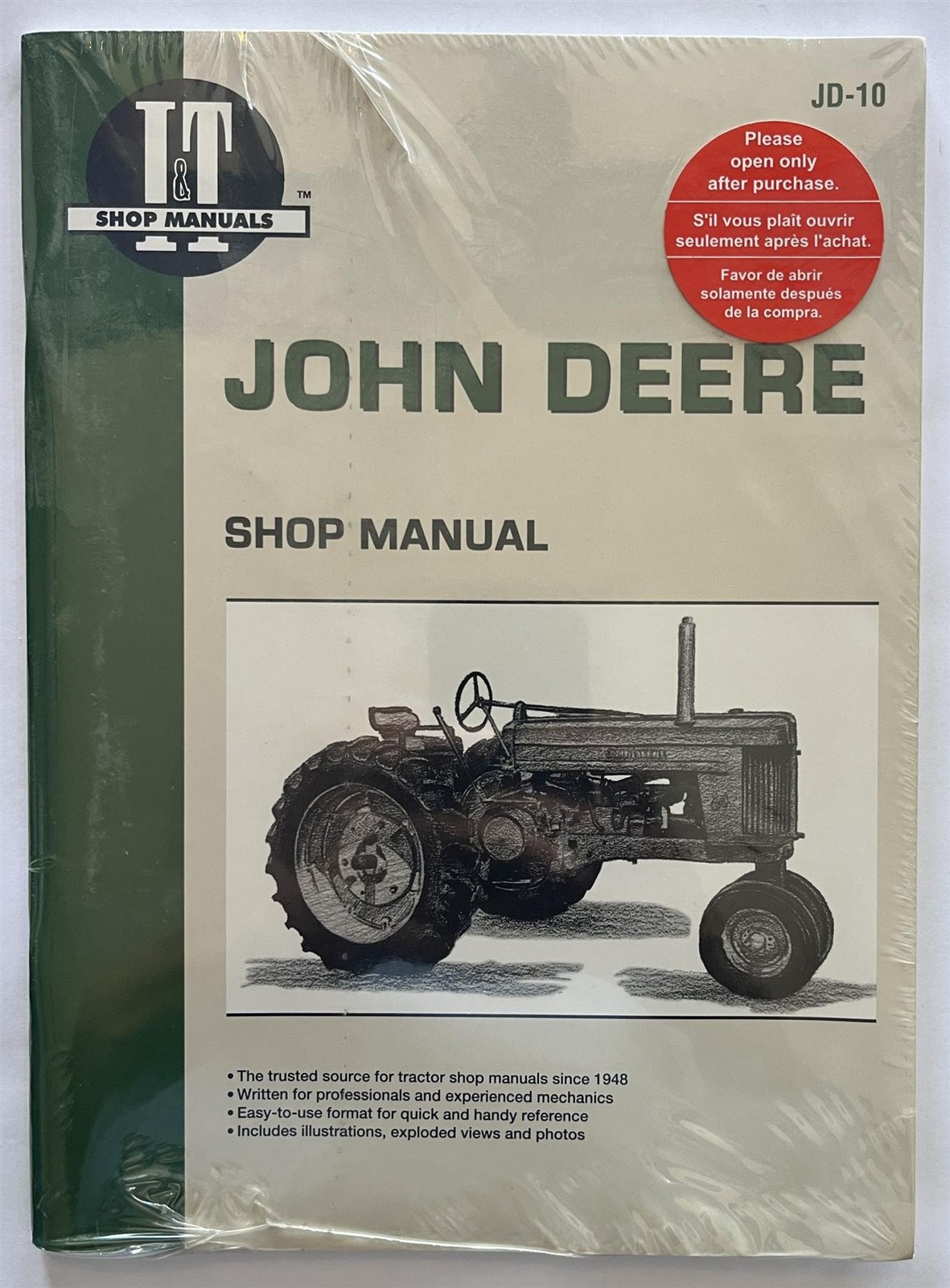 I&T John Deere Tractor SHOP MANUAL FOR 50 60 70 Gasoline Models