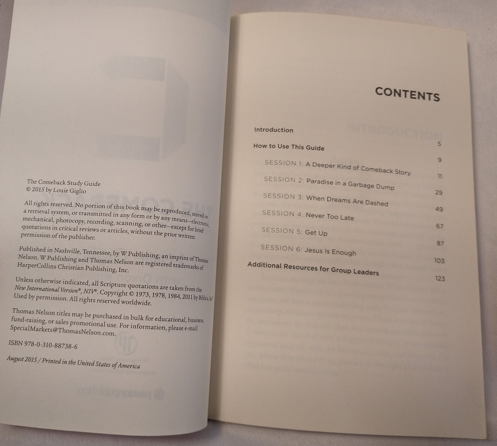 The Comeback Study Guide It’s Not Too Late by Louie Giglio paperback