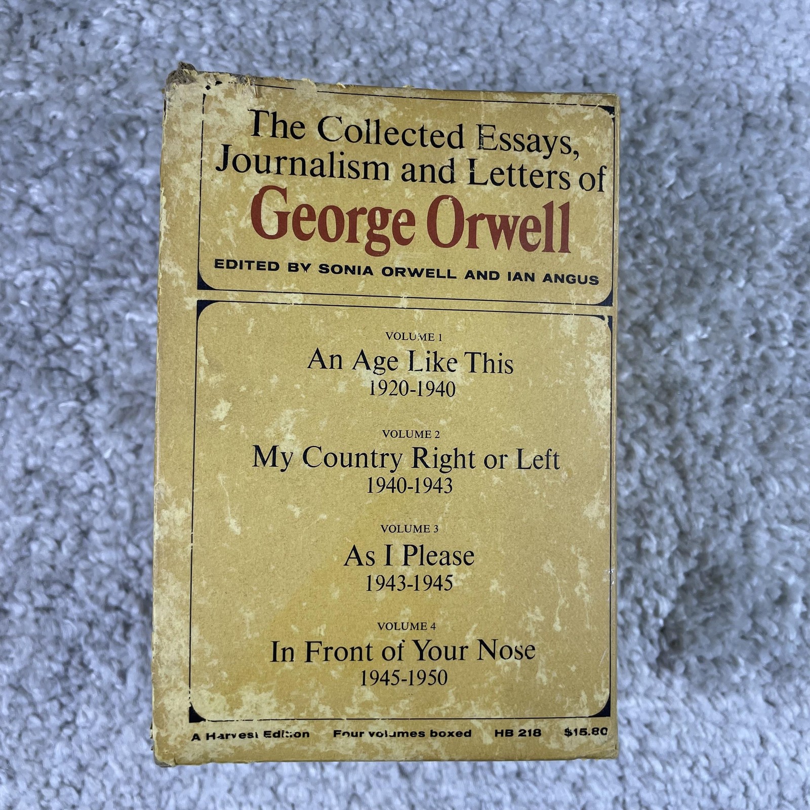 Vintage George Orwell Collected Essays Journalism Letters 4 PB Box Set Harvest
