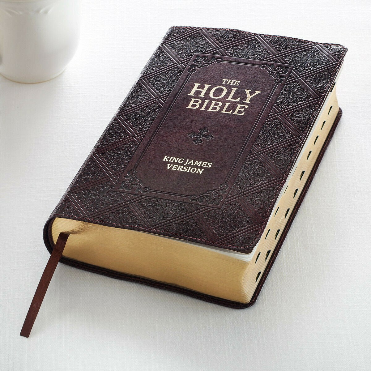 The Holy Bible KJV Giant Print Indexed Jesus Words In Red / Dark Brown