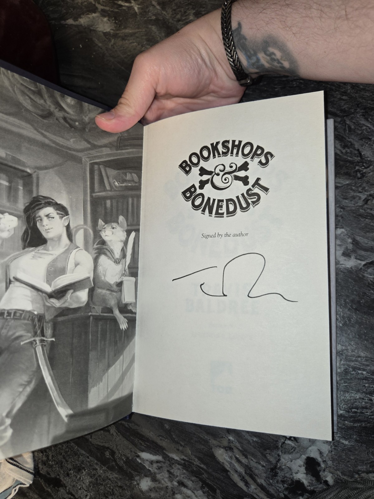Waterstones Exclusive Bookshops & Bonedust Travis Baldree Signed Stenciled Edges