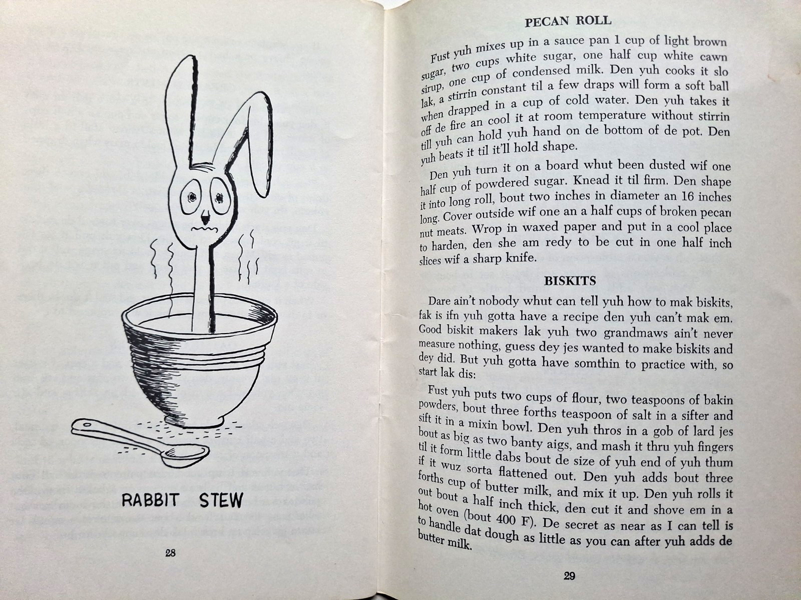 Suzy’s & Judy’s Humorous Cookbook / African-American Dialect Cookbook 1954