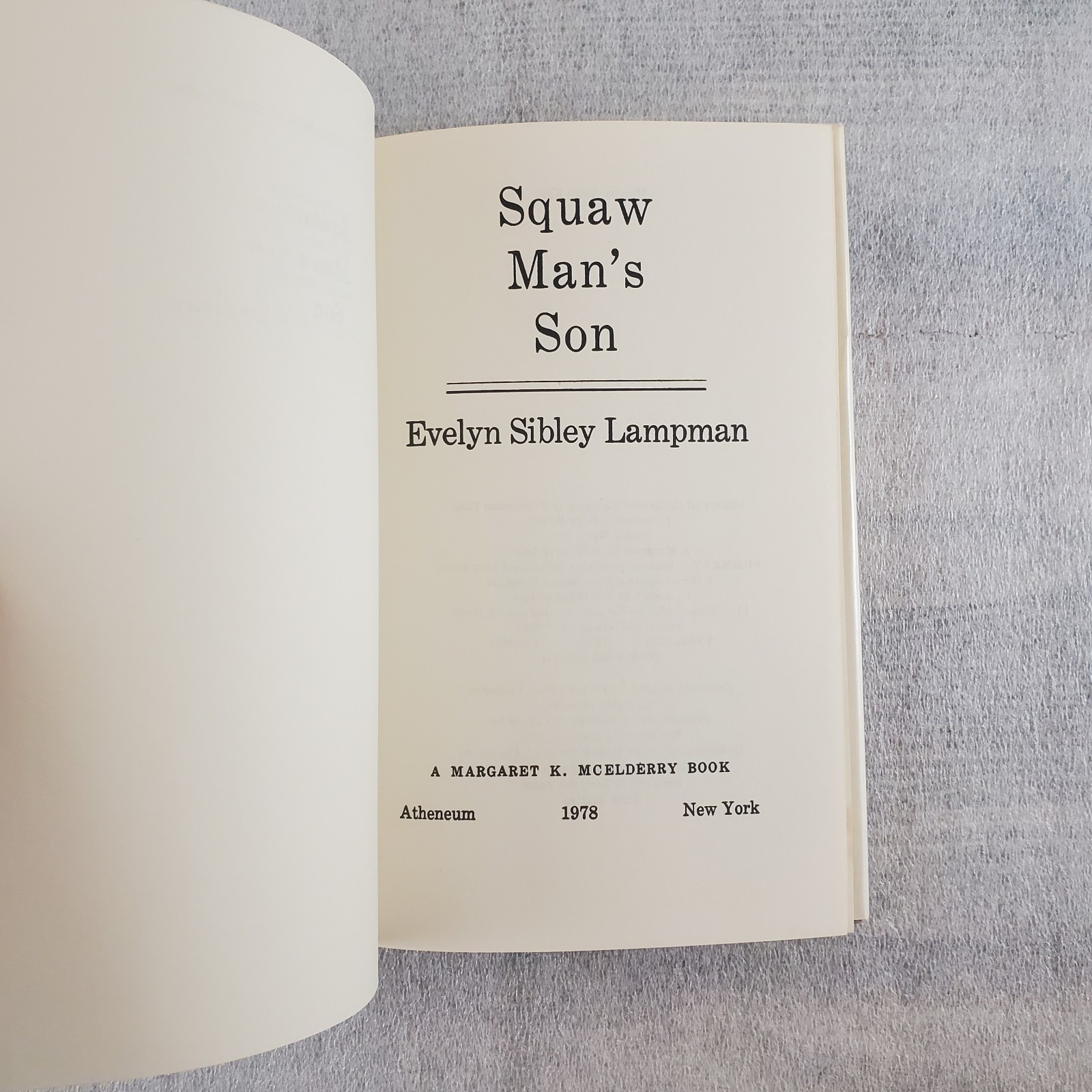 Sqaw Man’s Son by Evelyn Sibley Lampman 1978 1st Ed Hardcover ~ Ex-Library