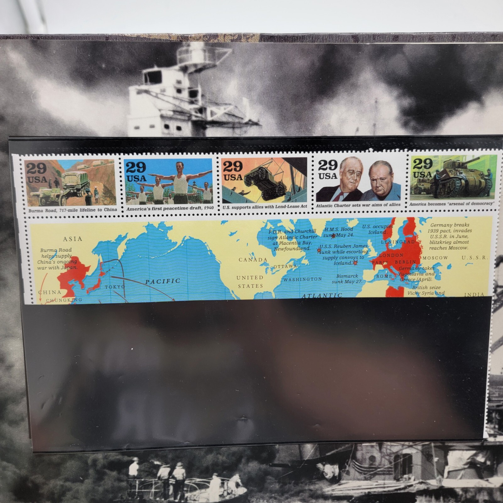 World War II Remembered 1941 Book With Us Postage Stamps 40 Pages