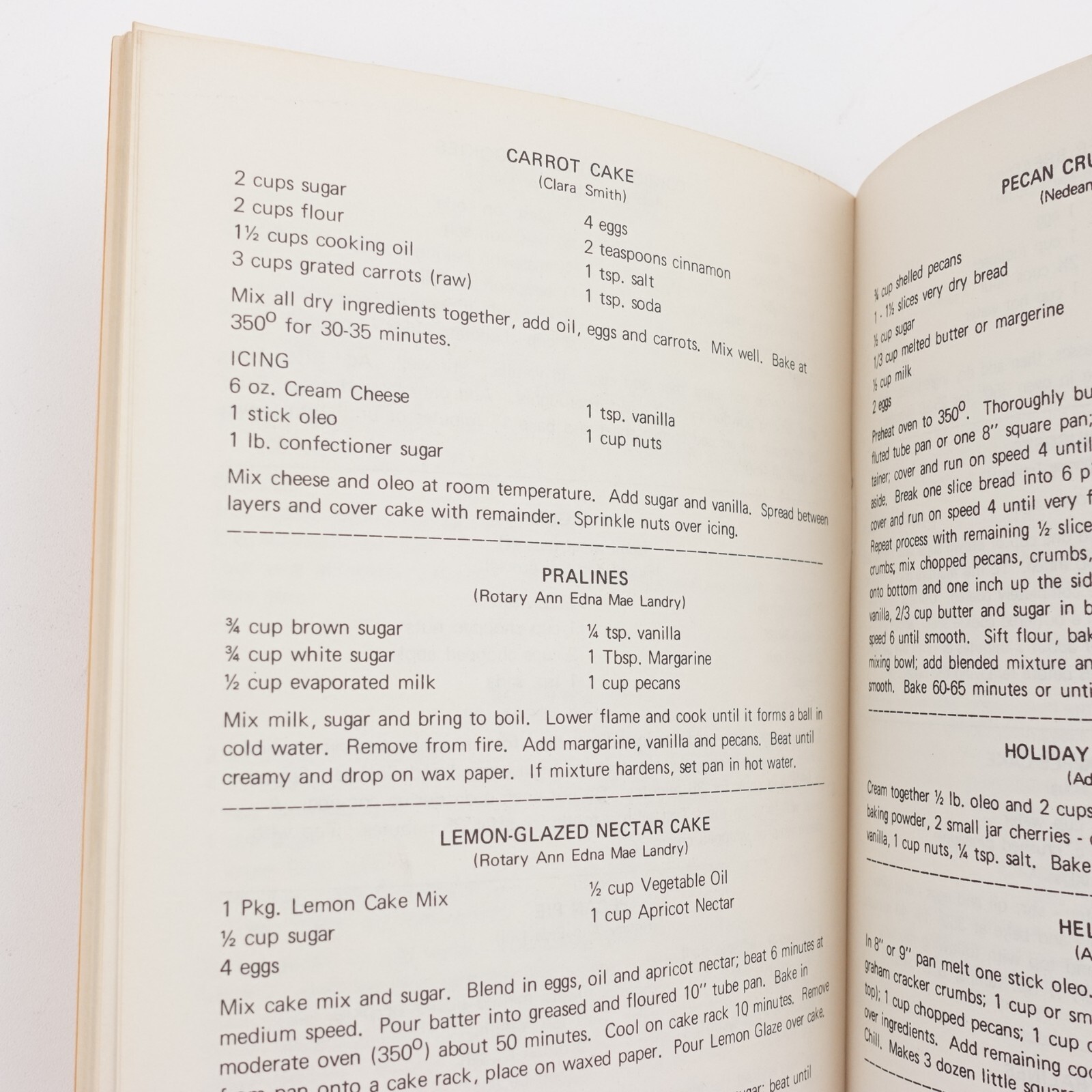 Recipes from St. Martinville Rotary Club Booklet PB Staple Bound 48 Pages VGUC