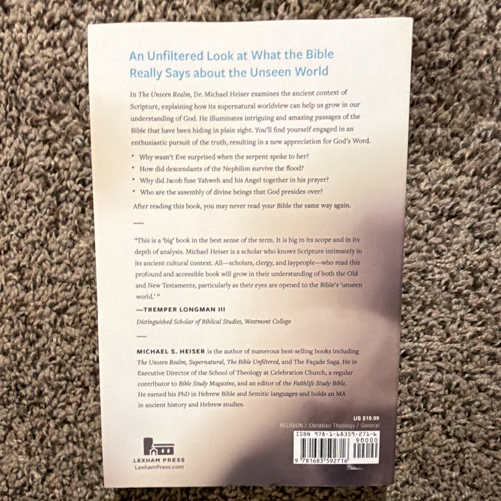 Michael S. Heiser The Unseen Realm Recovering Supernatural Worldview 2019 PB