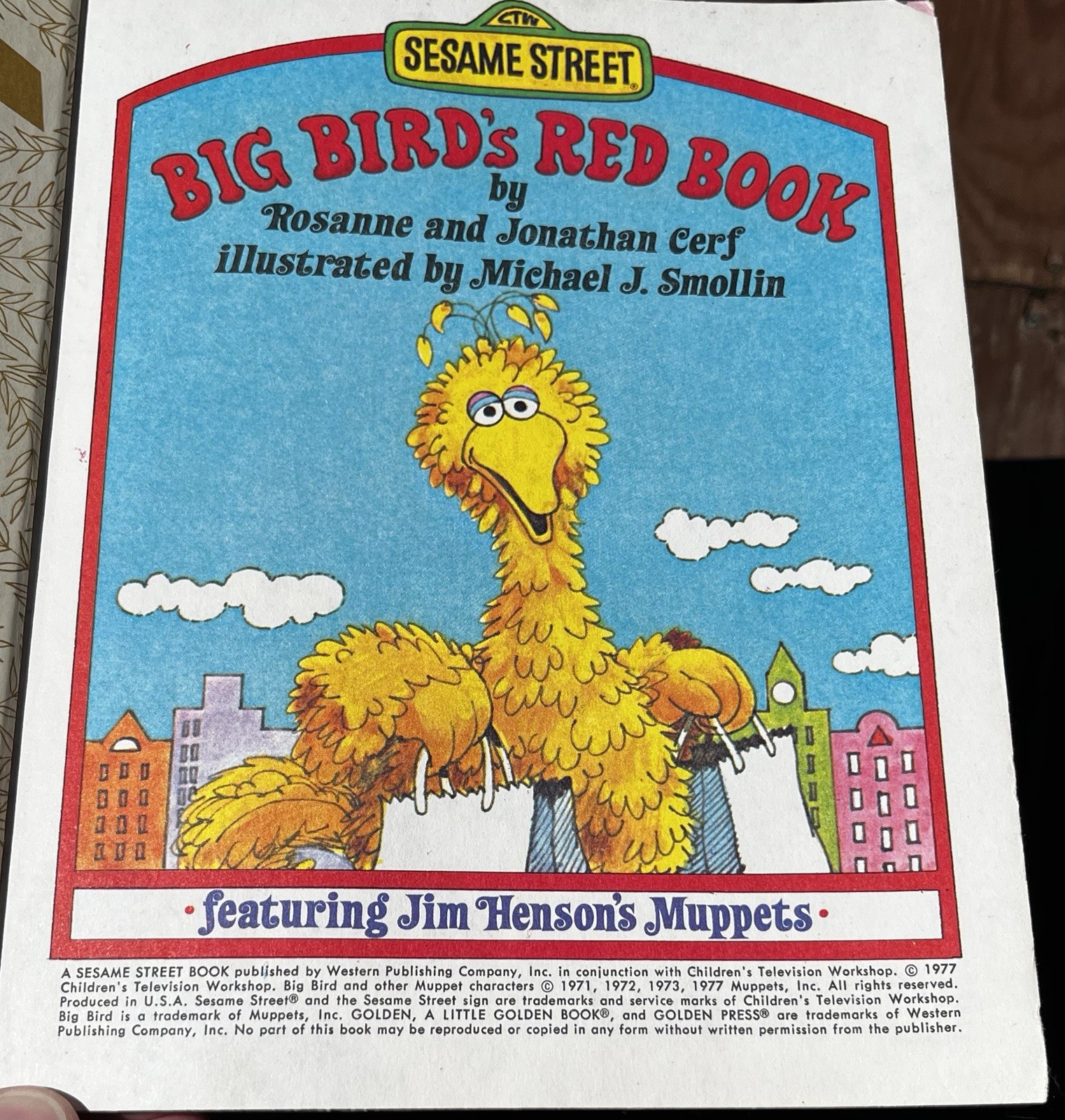 Vintage Sesame Street Big Bird’s Red Book 1977 Little Golden Book Children’s