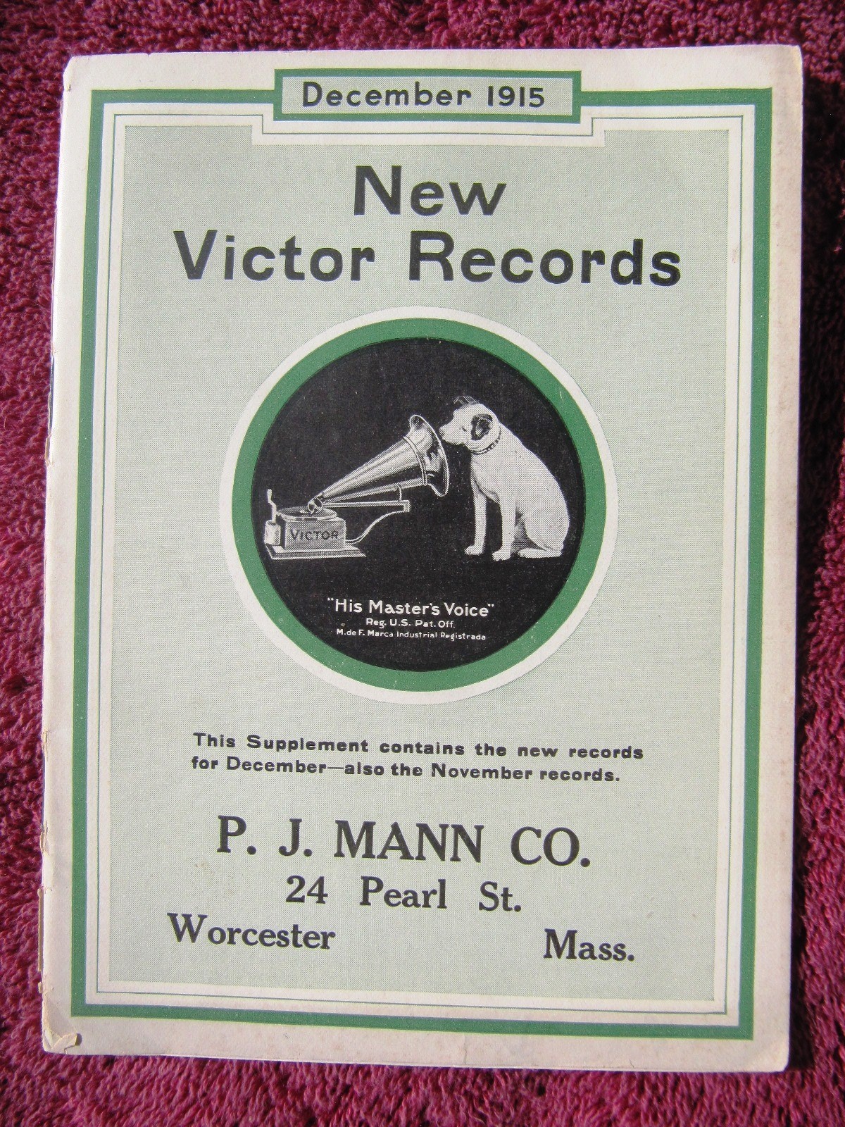 VICTOR BOOK OF THE OPERA Debut New RECORDS DEC 1915 Supplement Victrola CATALOG