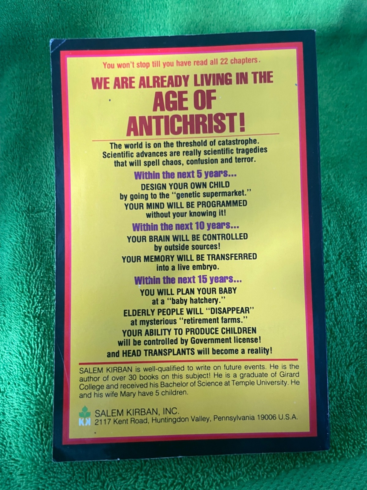 BOOK The Rise of the Anti-Christ SALEM KIRBAN paperback 1981