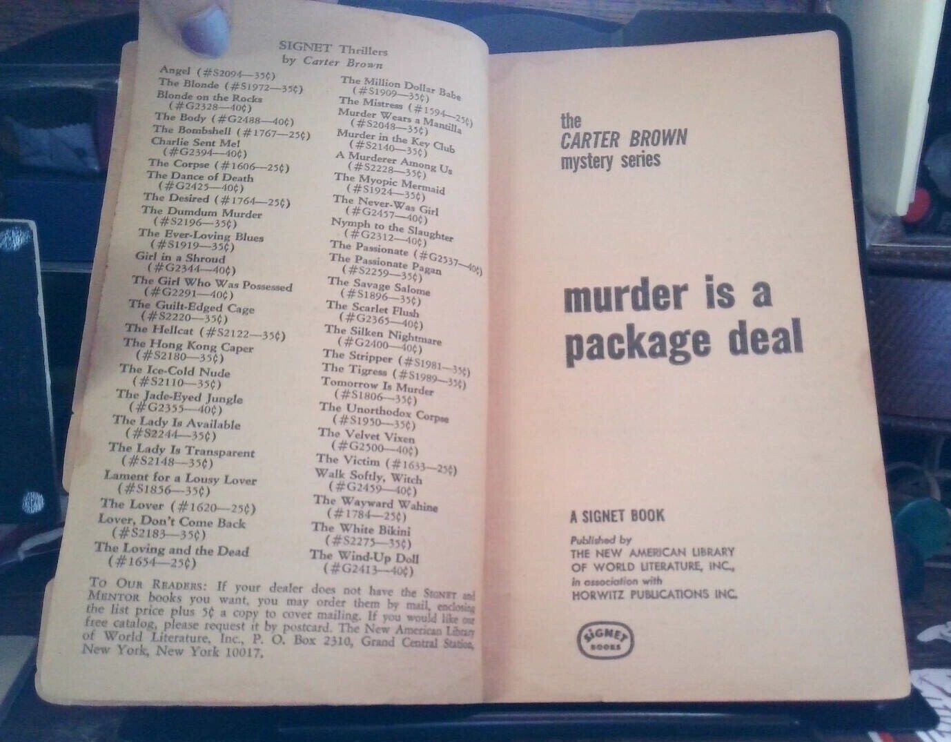 Murder is a package deal, The Carter Brown Mystery Series 