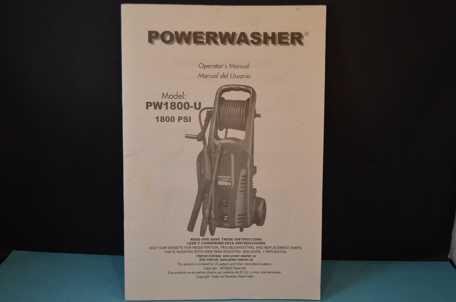 POWERWASHER Model PW1800-U „OPERATOR’S MANUAL“ 1800 PSI 26 Pages INSTRUCTIONS