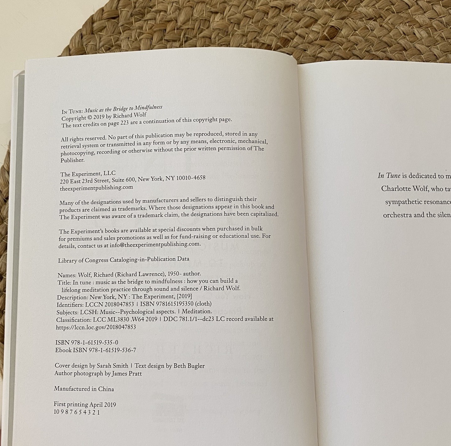 In Tune: Music As The Bridge To Mindfulness (hardcover) By Richard Wolf