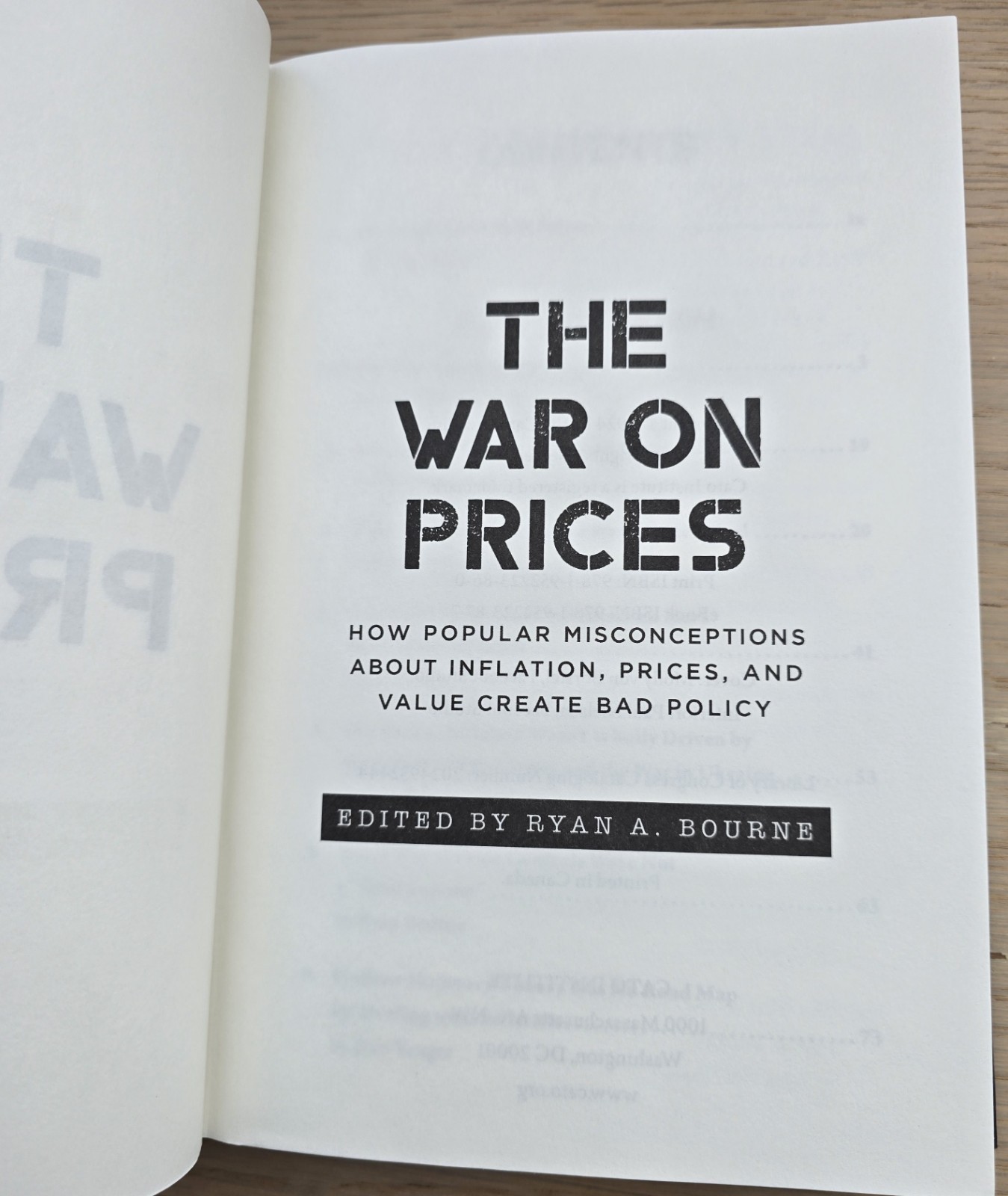 The War on Prices: Edited by Ryan A. Bourne – HC/DJ – ©2024 CATO Institute – New