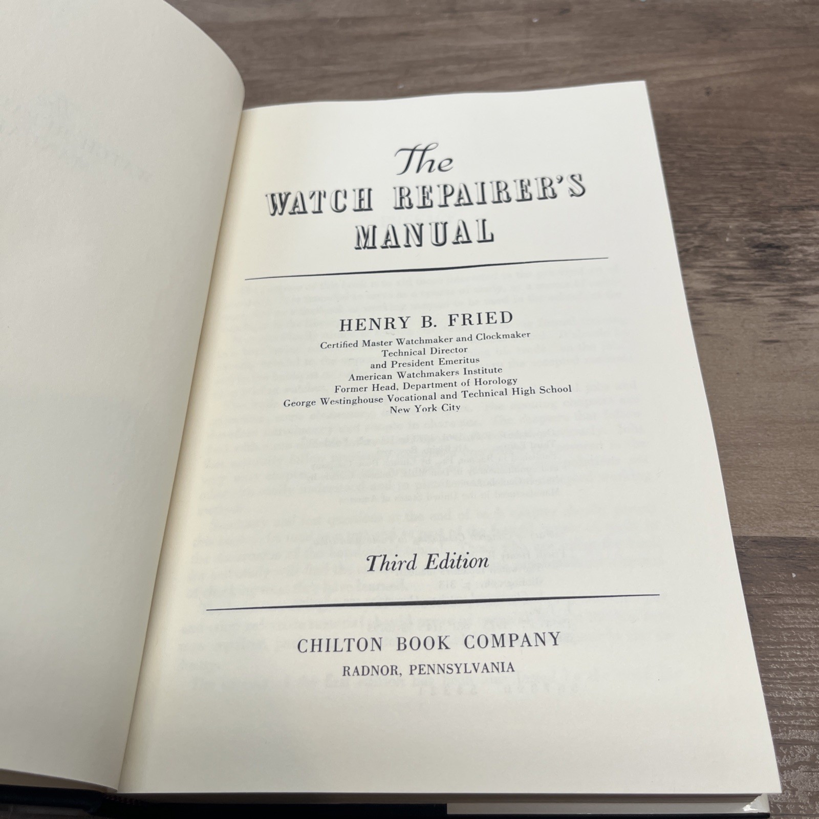 THE WATCH REPAIRER’S MANUAL BY HENRY FRIED 1974 THIRD EDITION Hardcover HC/DJ