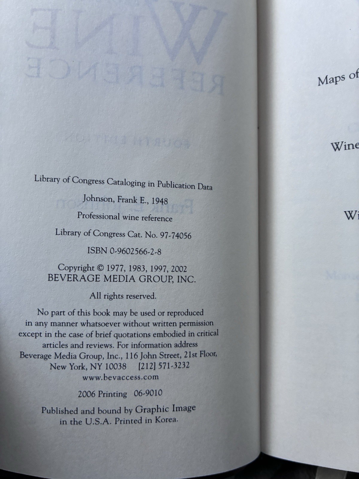 Professional Wine Reference Book 4th Edition Frank E Johnson Leather Cover JMB