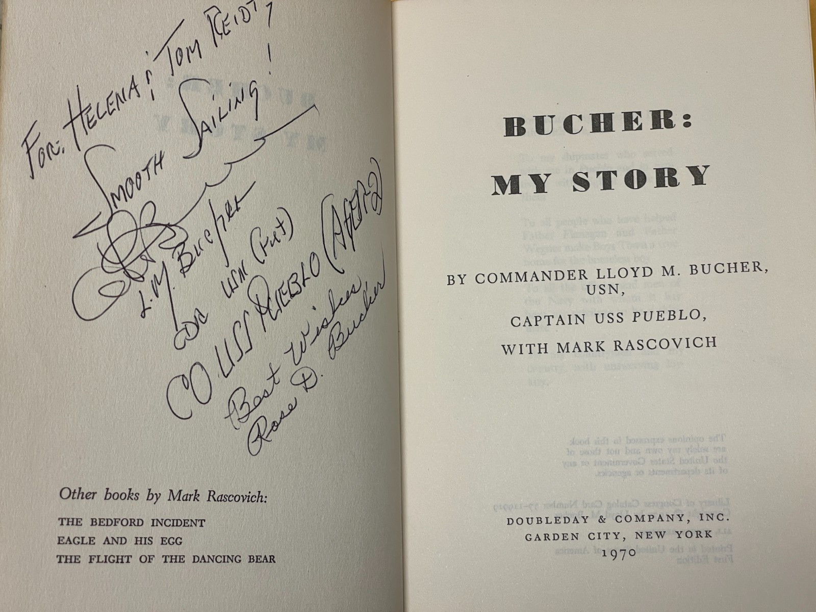 SIGNED / LLOYD M ‚PETE‘ BUCHER MY STORY / USN Captain USS Pueblo 1st Print+ More