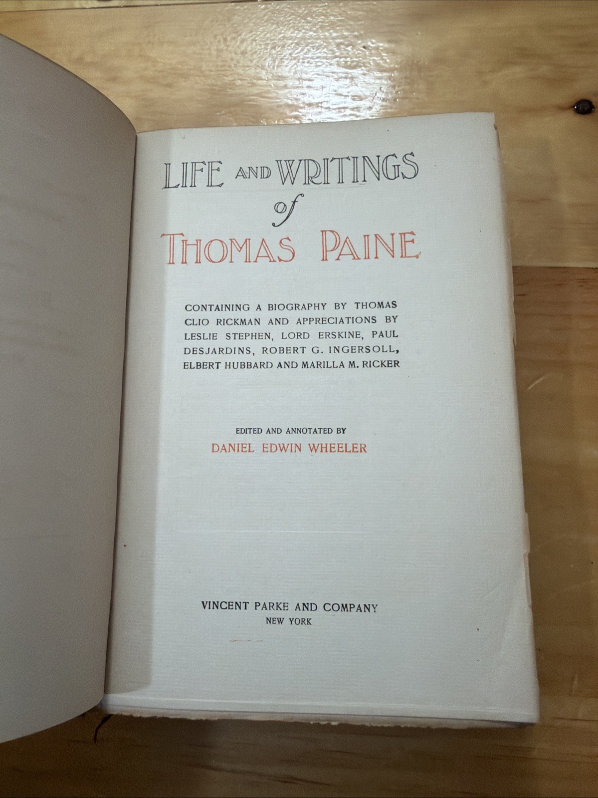 The Writings of Thomas Paine Volume 1 Life And Appreciations, 1908 N0 87 Leather