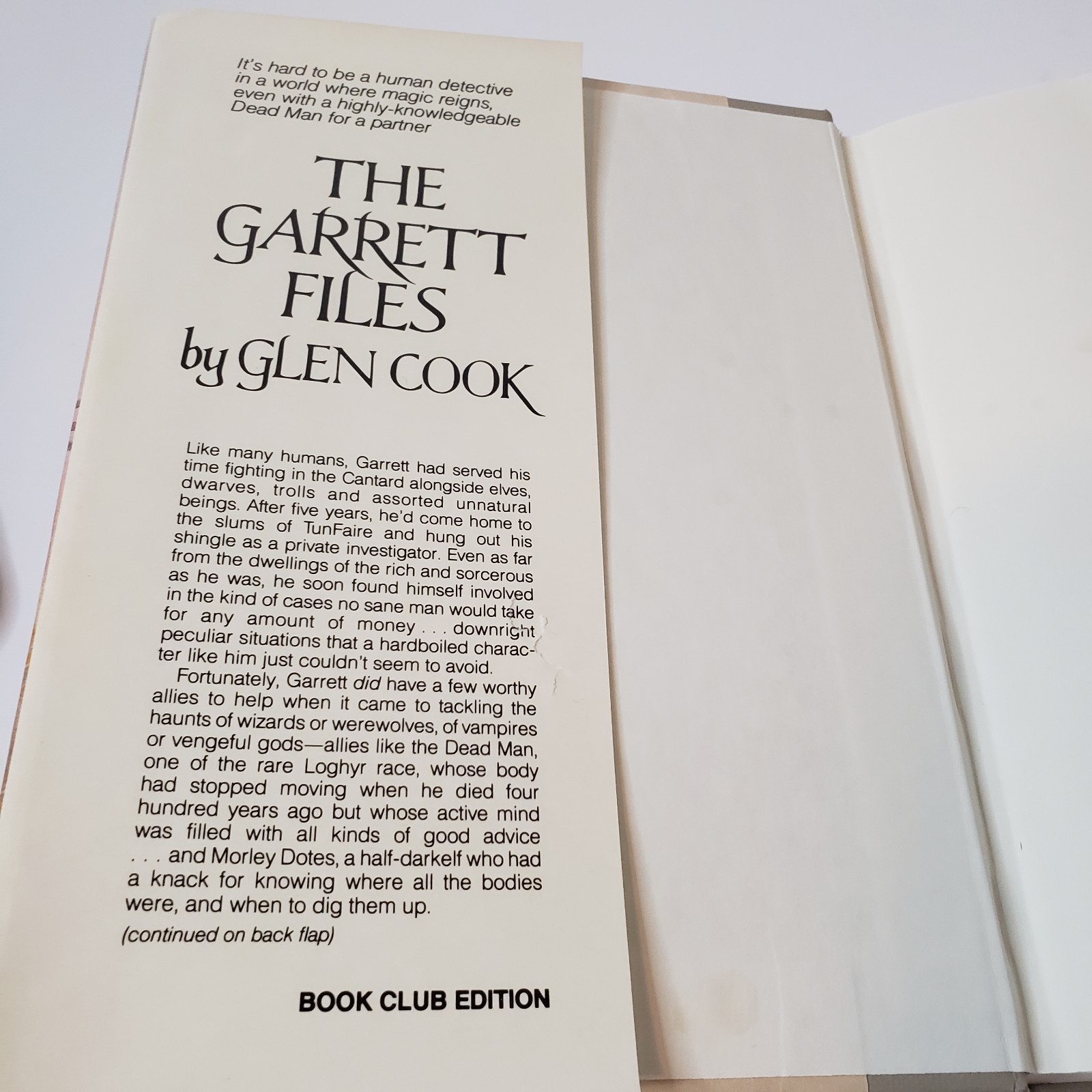 The Garrett Files & Garrett, P.I. Hardcover Book Lot Glen Cook Book Club Edition